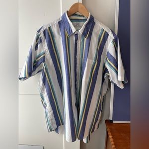 Vintage 80s 90s Striped Sears Men’s XL Short Sleeve Shirt - Defect
